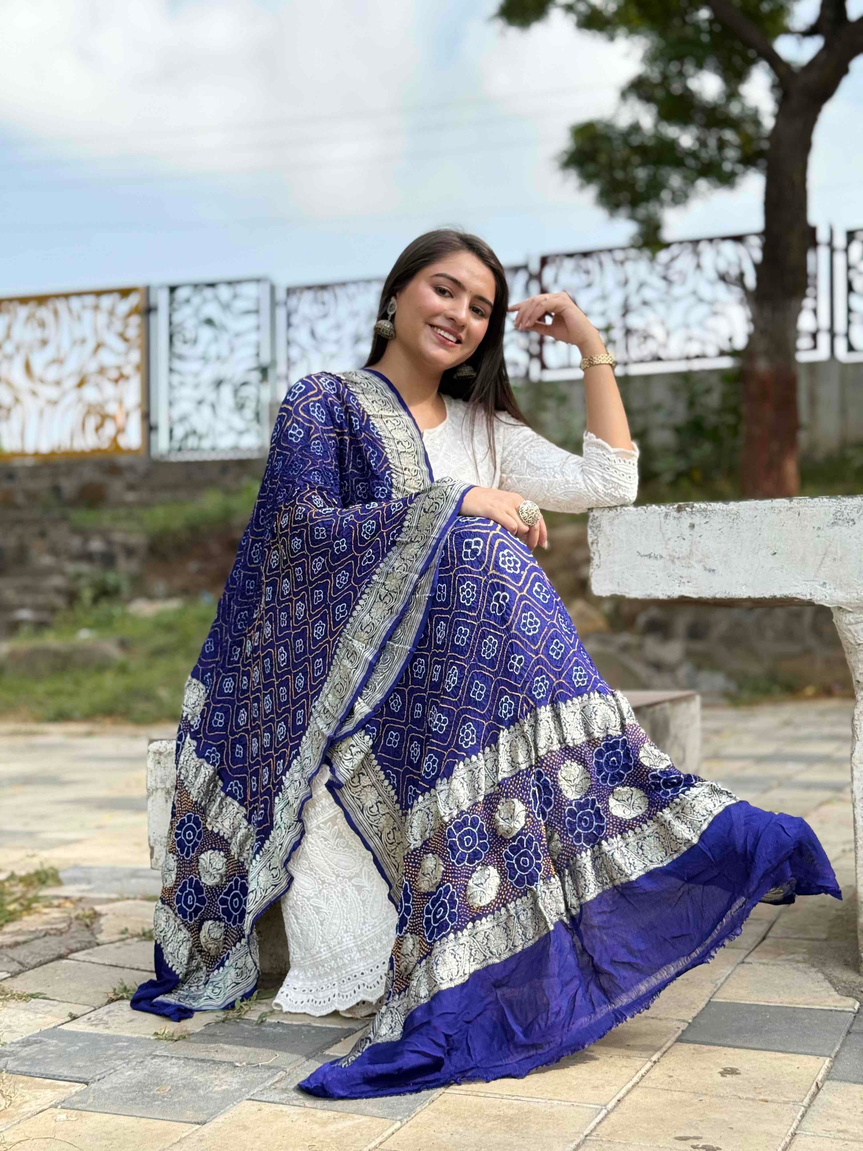 Shahi Neel Bandhani Dupatta