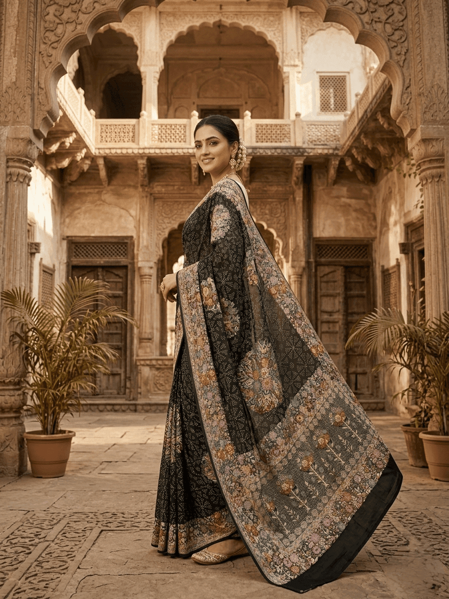 Mehrab-E-Noor Bandhej Saree